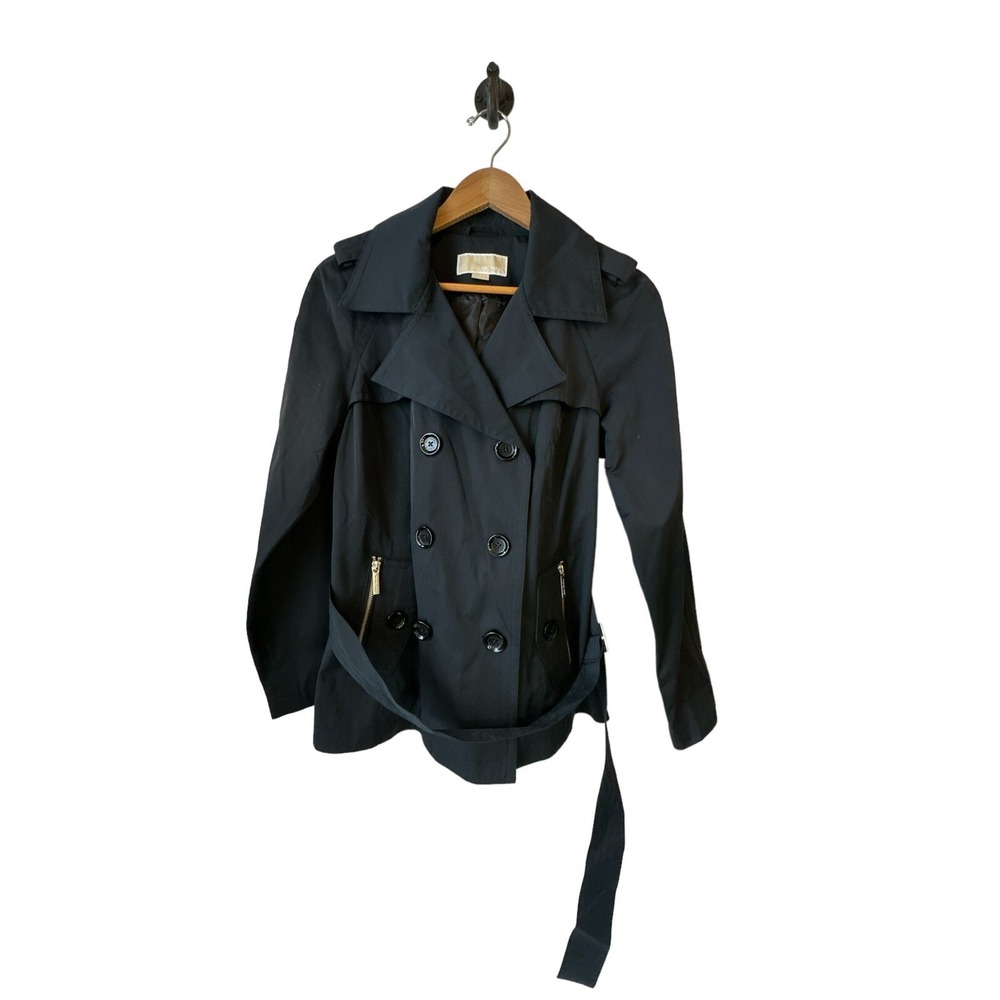 Michael Kors Womans Trench Coat Mid -Length‎ Black Size M